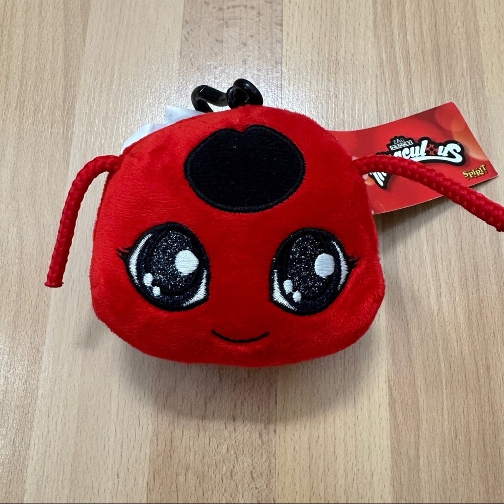 NEW Miraculous Ladybug mini TIKKI plush keychain clip PLUSHIE cat noir AUTHENTIC